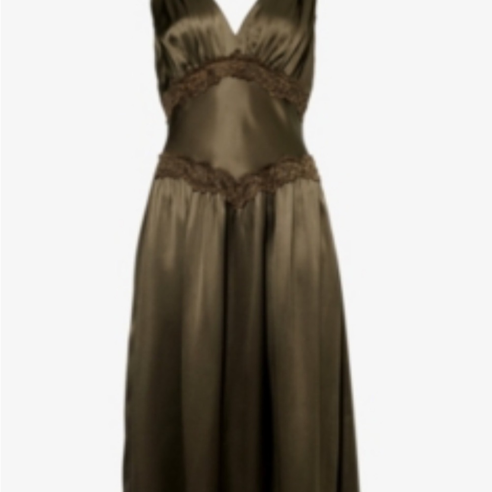 Reformation Olive Satin Midi Dress